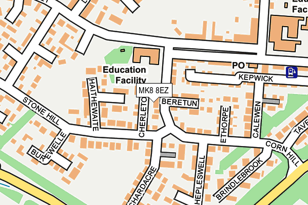 MK8 8EZ map - OS OpenMap – Local (Ordnance Survey)