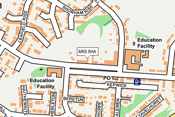 MK8 8HA map - OS OpenMap – Local (Ordnance Survey)
