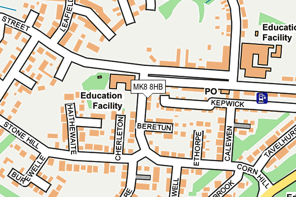 MK8 8HB map - OS OpenMap – Local (Ordnance Survey)