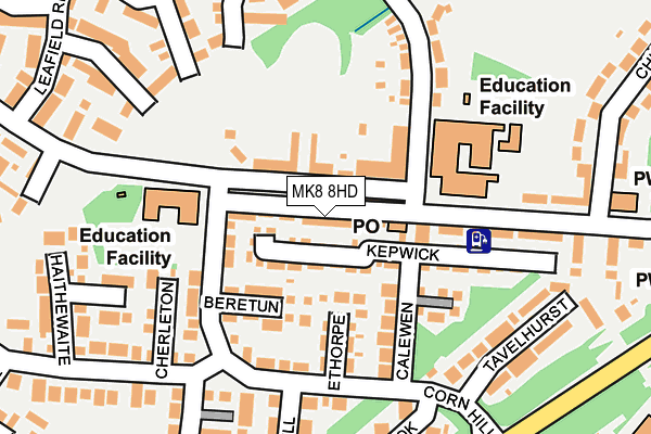 MK8 8HD map - OS OpenMap – Local (Ordnance Survey)