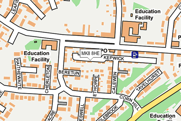 MK8 8HE map - OS OpenMap – Local (Ordnance Survey)