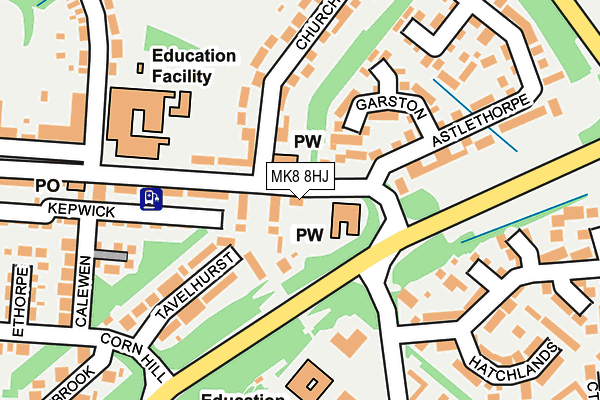 MK8 8HJ map - OS OpenMap – Local (Ordnance Survey)