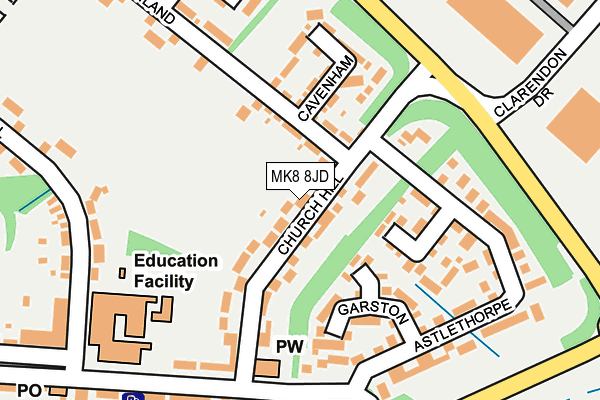 MK8 8JD map - OS OpenMap – Local (Ordnance Survey)
