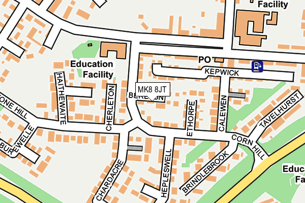 MK8 8JT map - OS OpenMap – Local (Ordnance Survey)