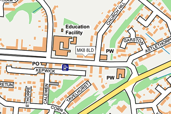 MK8 8LD map - OS OpenMap – Local (Ordnance Survey)