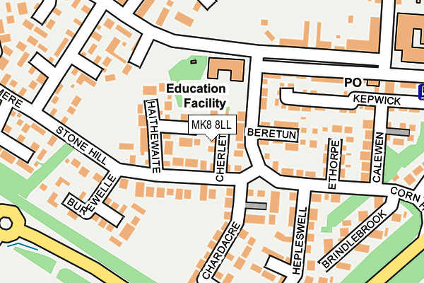 MK8 8LL map - OS OpenMap – Local (Ordnance Survey)