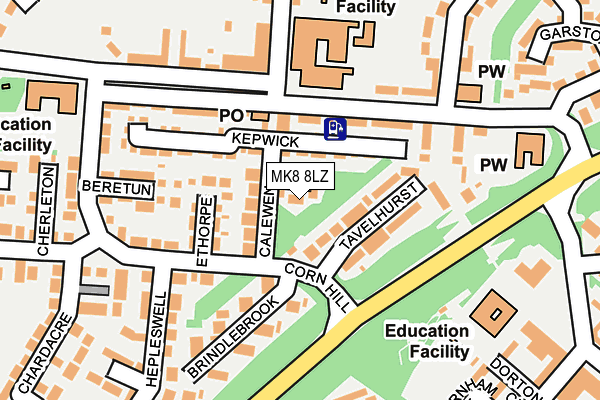 MK8 8LZ map - OS OpenMap – Local (Ordnance Survey)