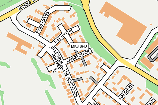 MK8 8PD map - OS OpenMap – Local (Ordnance Survey)