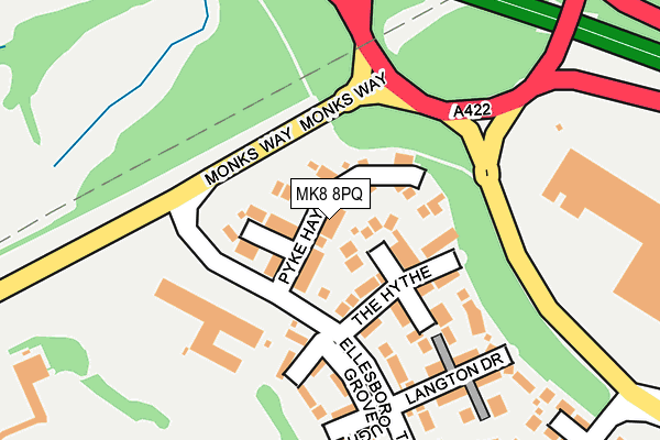 MK8 8PQ map - OS OpenMap – Local (Ordnance Survey)