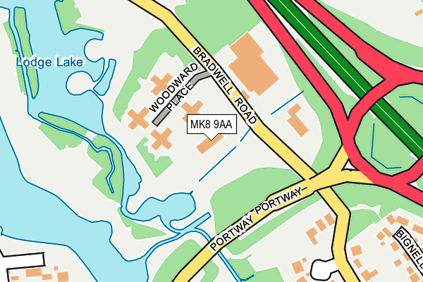 MK8 9AA map - OS OpenMap – Local (Ordnance Survey)