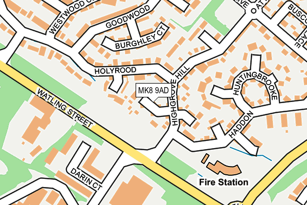 MK8 9AD map - OS OpenMap – Local (Ordnance Survey)