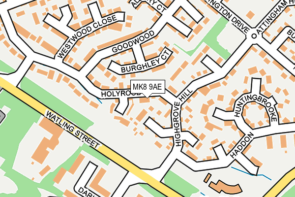 MK8 9AE map - OS OpenMap – Local (Ordnance Survey)