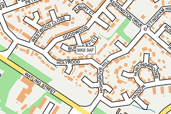 MK8 9AF map - OS OpenMap – Local (Ordnance Survey)