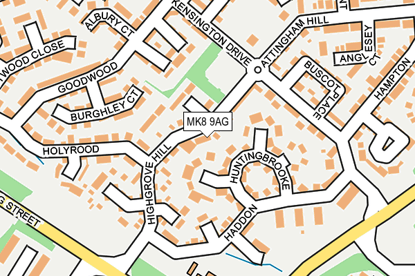 MK8 9AG map - OS OpenMap – Local (Ordnance Survey)