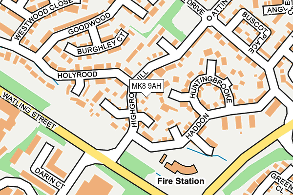 MK8 9AH map - OS OpenMap – Local (Ordnance Survey)