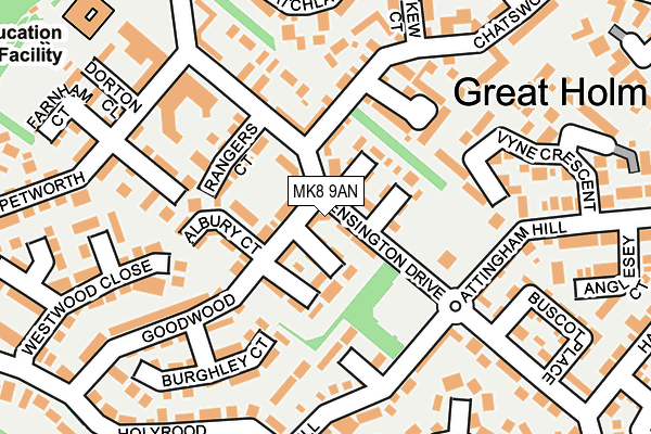 MK8 9AN map - OS OpenMap – Local (Ordnance Survey)