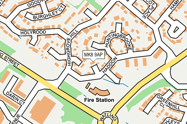 MK8 9AP map - OS OpenMap – Local (Ordnance Survey)