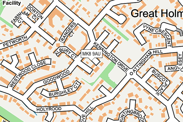 MK8 9AU map - OS OpenMap – Local (Ordnance Survey)