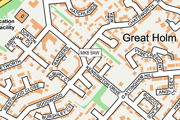 MK8 9AW map - OS OpenMap – Local (Ordnance Survey)