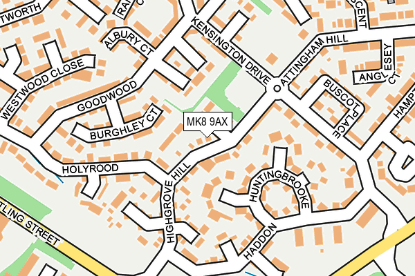 MK8 9AX map - OS OpenMap – Local (Ordnance Survey)