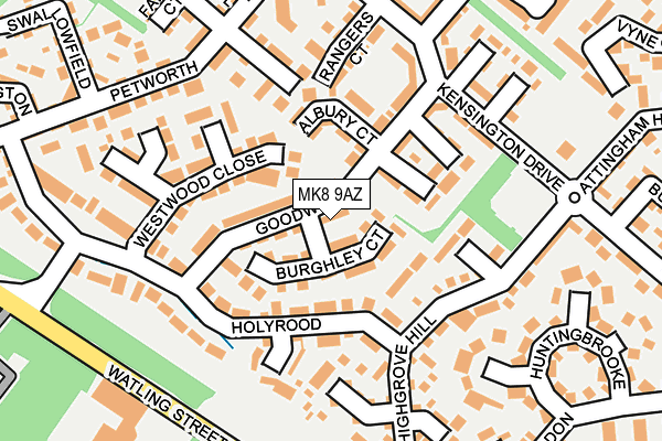 MK8 9AZ map - OS OpenMap – Local (Ordnance Survey)