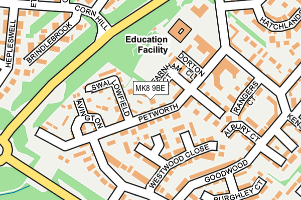 MK8 9BE map - OS OpenMap – Local (Ordnance Survey)