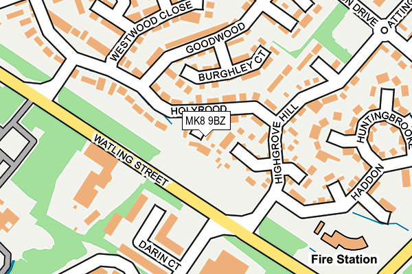 MK8 9BZ map - OS OpenMap – Local (Ordnance Survey)