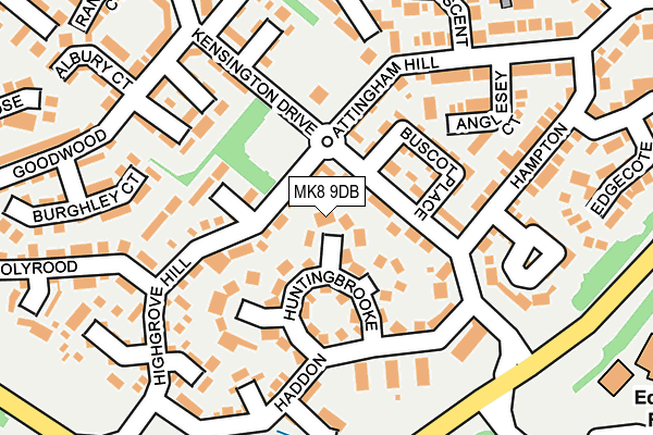 MK8 9DB map - OS OpenMap – Local (Ordnance Survey)