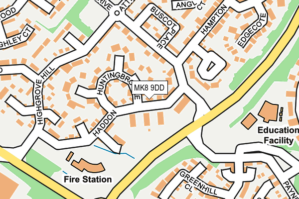 MK8 9DD map - OS OpenMap – Local (Ordnance Survey)