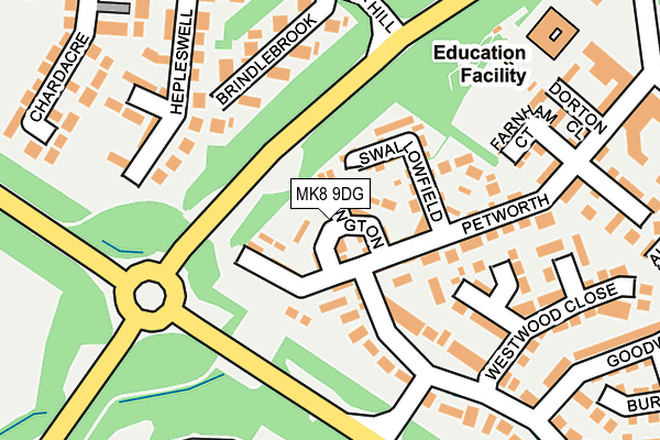 MK8 9DG map - OS OpenMap – Local (Ordnance Survey)