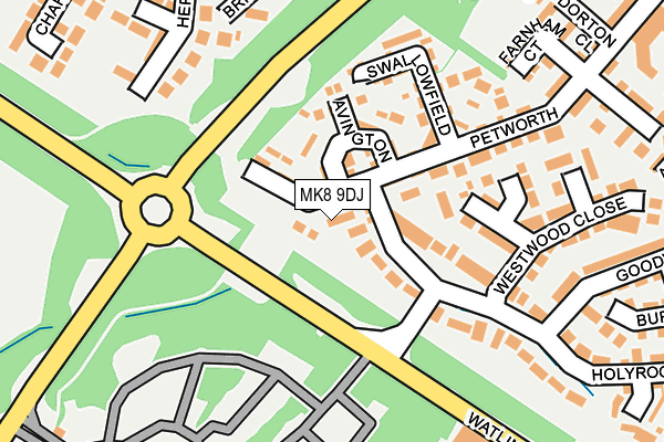 MK8 9DJ map - OS OpenMap – Local (Ordnance Survey)