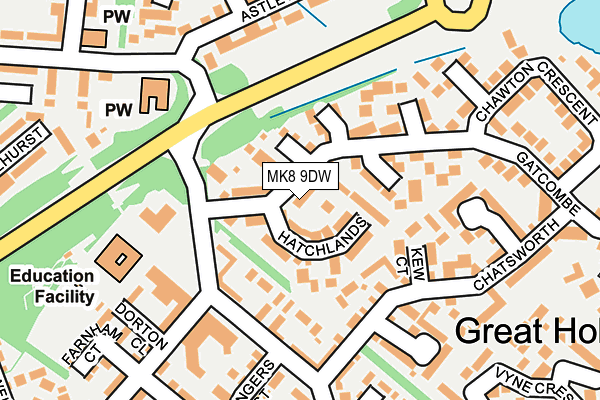 MK8 9DW map - OS OpenMap – Local (Ordnance Survey)