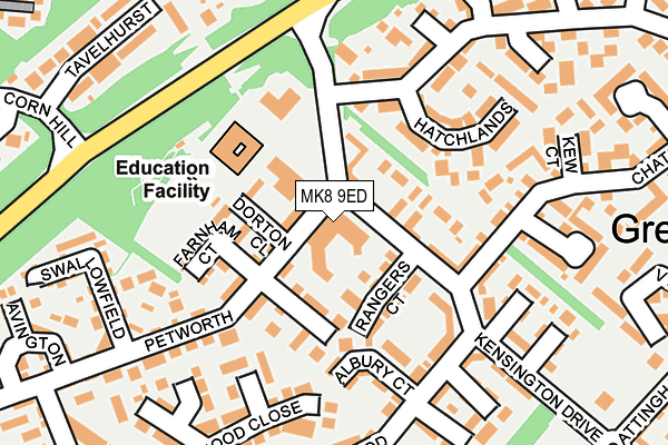 MK8 9ED map - OS OpenMap – Local (Ordnance Survey)