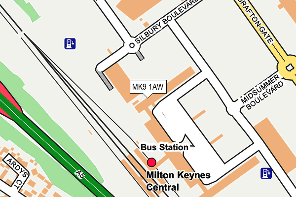 MK9 1AW map - OS OpenMap – Local (Ordnance Survey)