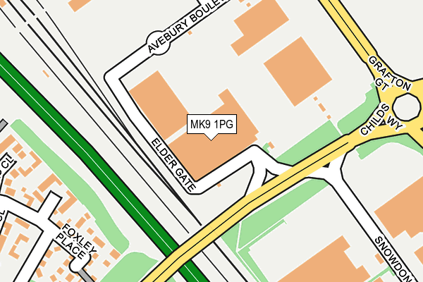 MK9 1PG map - OS OpenMap – Local (Ordnance Survey)