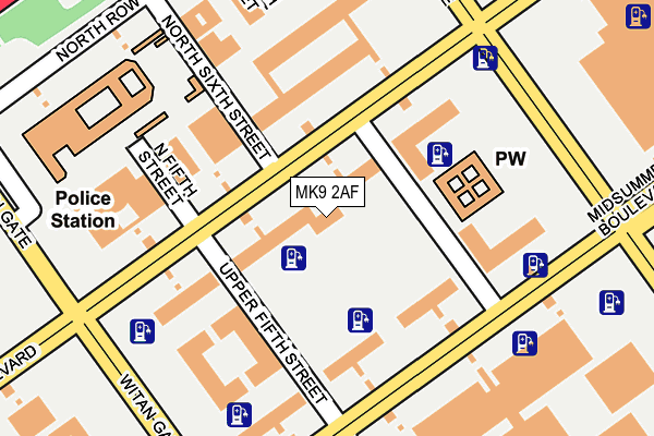 MK9 2AF map - OS OpenMap – Local (Ordnance Survey)