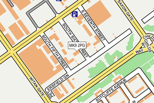 MK9 2PG map - OS OpenMap – Local (Ordnance Survey)