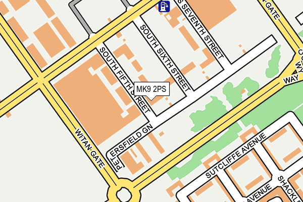 MK9 2PS map - OS OpenMap – Local (Ordnance Survey)