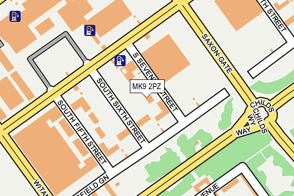 MK9 2PZ map - OS OpenMap – Local (Ordnance Survey)