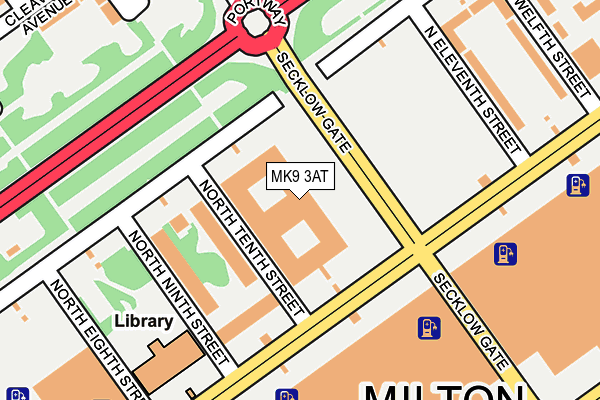 MK9 3AT map - OS OpenMap – Local (Ordnance Survey)