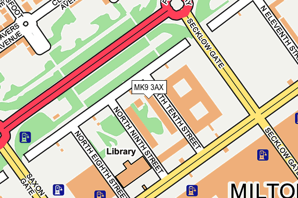 MK9 3AX map - OS OpenMap – Local (Ordnance Survey)