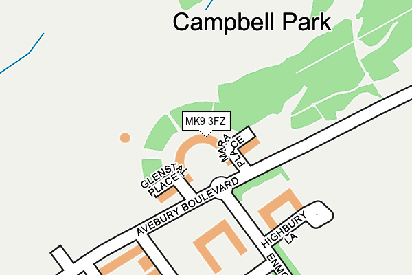 MK9 3FZ map - OS OpenMap – Local (Ordnance Survey)