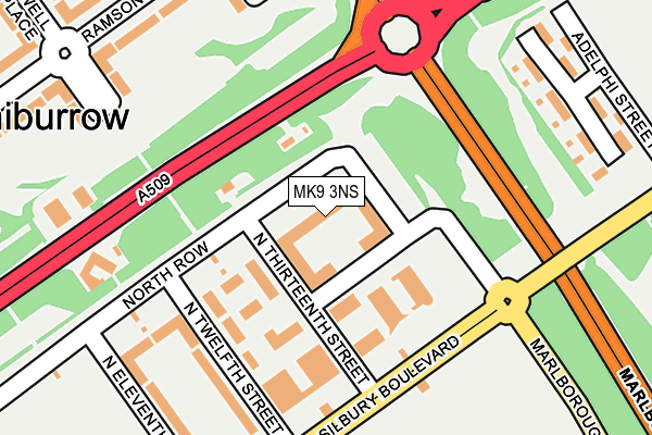 MK9 3NS map - OS OpenMap – Local (Ordnance Survey)