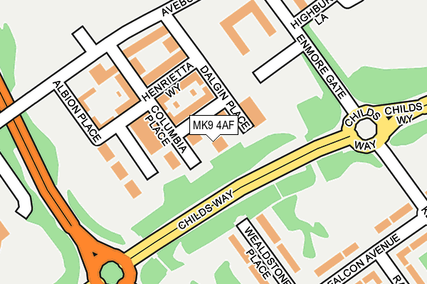 MK9 4AF map - OS OpenMap – Local (Ordnance Survey)