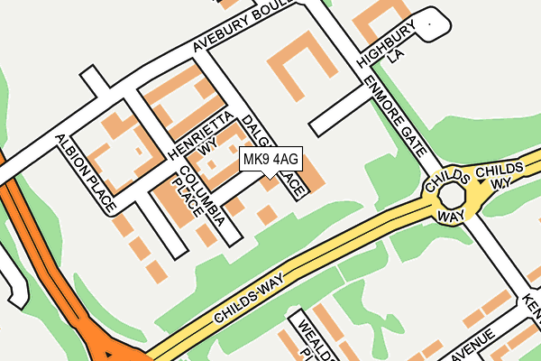 MK9 4AG map - OS OpenMap – Local (Ordnance Survey)