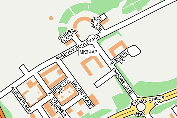 MK9 4AP map - OS OpenMap – Local (Ordnance Survey)