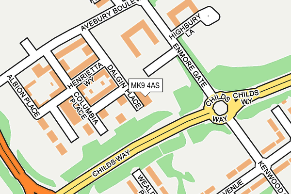 MK9 4AS map - OS OpenMap – Local (Ordnance Survey)