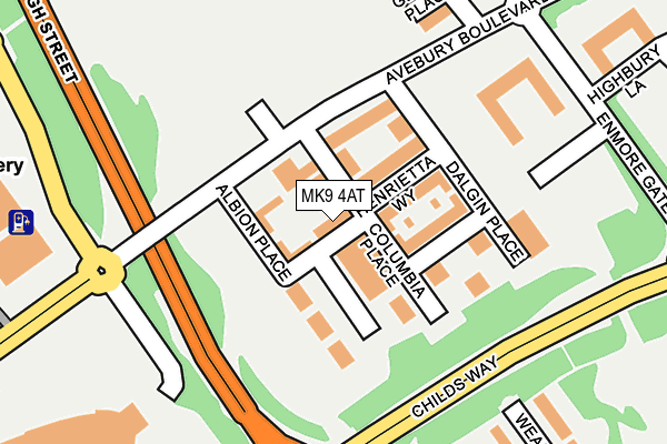 MK9 4AT map - OS OpenMap – Local (Ordnance Survey)