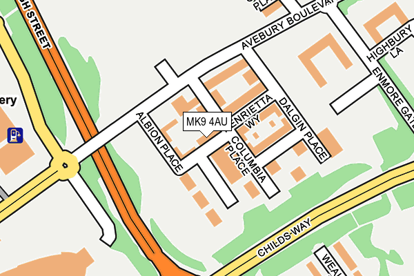 MK9 4AU map - OS OpenMap – Local (Ordnance Survey)