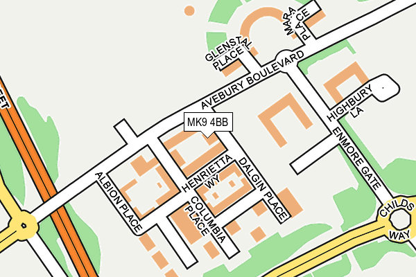 MK9 4BB map - OS OpenMap – Local (Ordnance Survey)